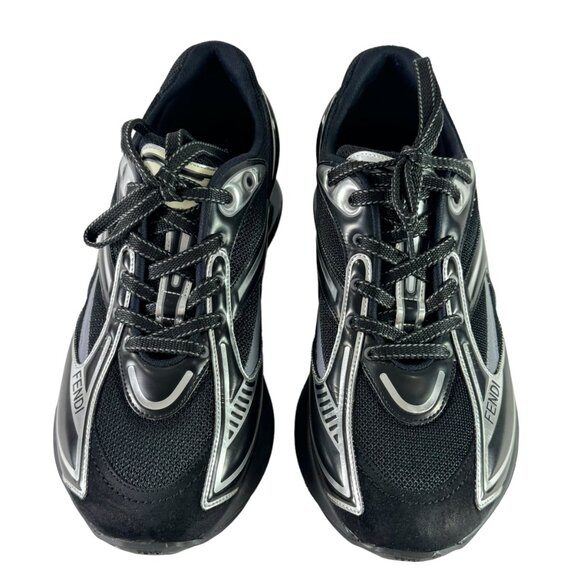 FENDI Sneakers Black & Silver First 1 Tech and Leather Women's Made in Italy 9US - Picture 2 of 11